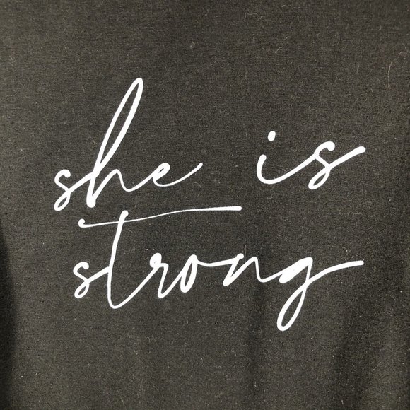 MIKEN Flow Sweatshirt Women’s Sweater Black She Is Strong Size Small - Picture 9 of 12